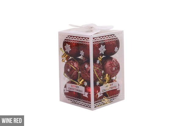 12-Pack Christmas Baubles - Nine Colours Available