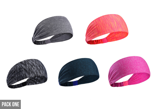 Five-Pack of Sports Fitness Headbands - Two Options Available