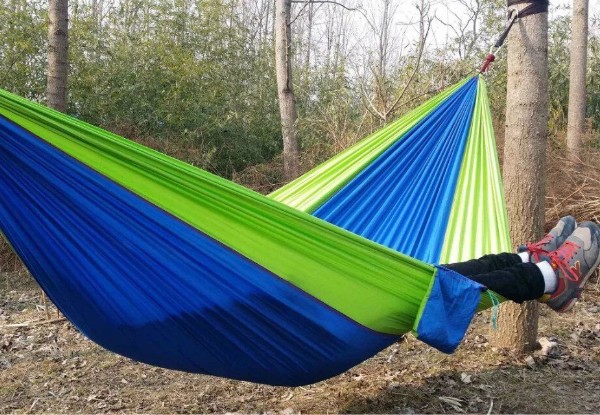Two-Person Lightweight & Portable Nylon Hammock Range - Five Colours Available with Free Delivery