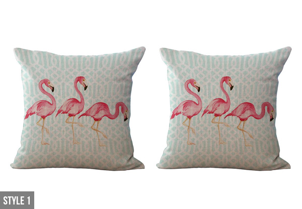 Two-Pack of Flamingo Cushion Covers - Four Styles Available