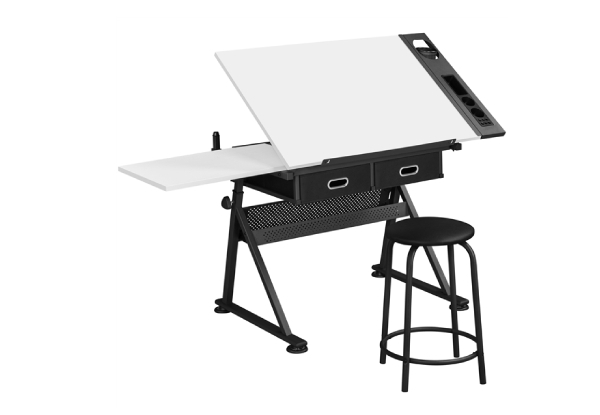 All-in-One Drawing Table & Stool Set with Adjustable Table Angles & Heights - Three Colours Available