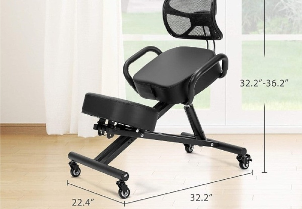 Ergonomic Kneeling Posture Chair with Adjustable Backrest & Casters