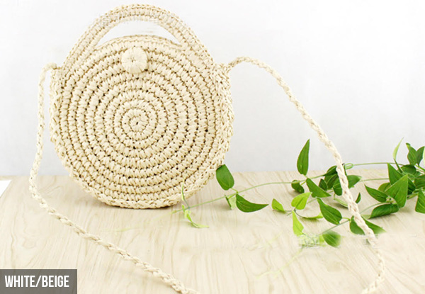 Woven Straw Round Cross Body Bag - Two Colours Available & Two-Pack Option with Free Delivery