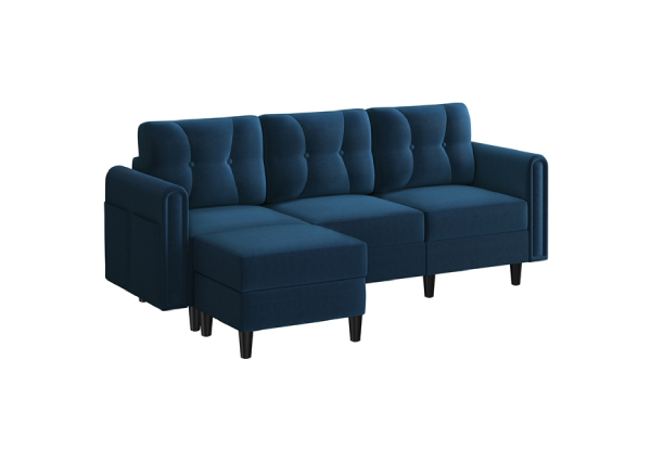 Velvet Upholstered Corner Sofa