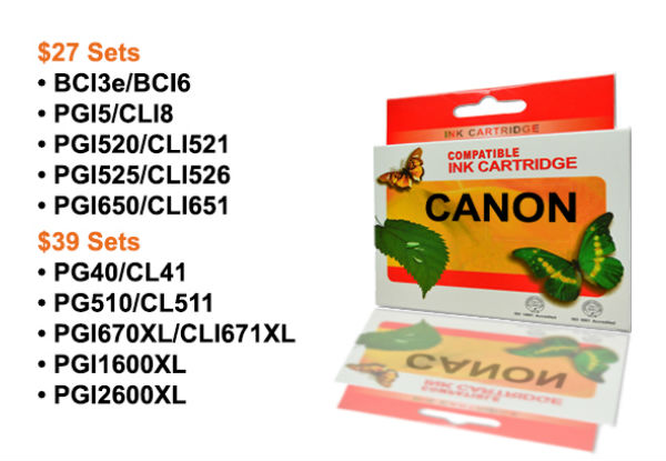 Five Ink Cartridges Compatible with Epson, Brother or Canon Printers incl. Free Delivery - Options for a Set of Premium Ink Cartridges or Hewlett Packard Ink Cartridges