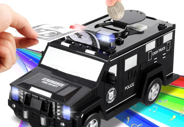 Kid's Armored Car Money Piggy Bank with Light - Two Colours Available