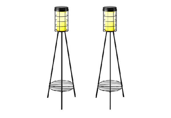 Two-Piece Outdoor Solar Light with Plant Stand