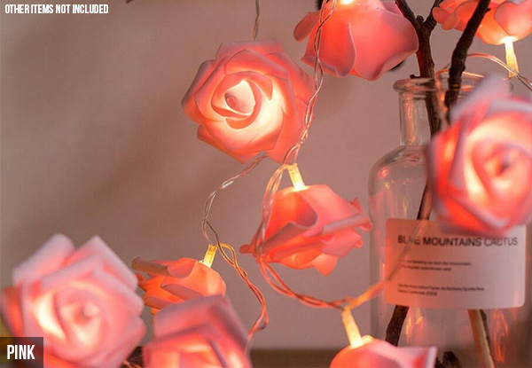 20-LED Rose Fairy Light String - Three Colours Available with Free Delivery