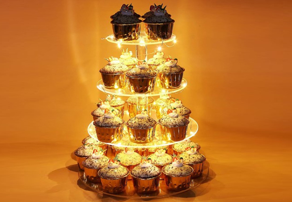 Acrylic Cake Display Stand with LED String Lights - Two Options Available