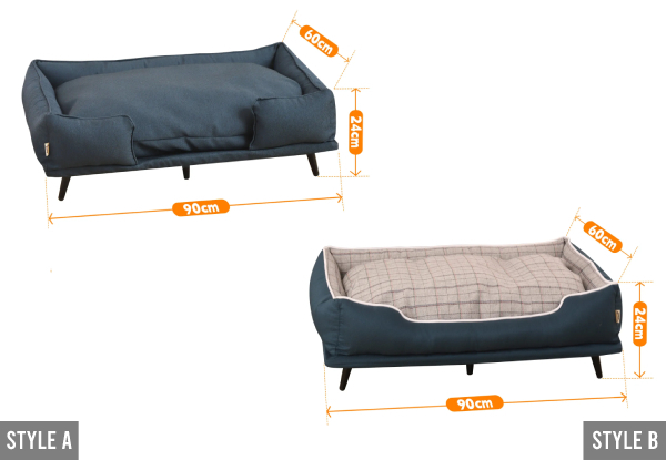 Pet Scene Large Raised Cushioned Pet Bed with Removable Cover - Two Styles Available