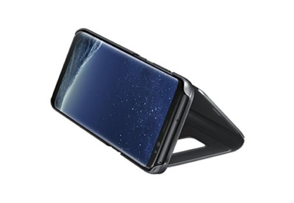 Mirror Flip Black Leather Case Compatible with Samsung Galaxy S8 Plus