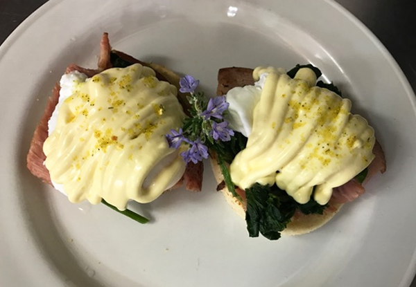 Two Eggs Benedict Breakfasts - Choose from Bacon or Ham