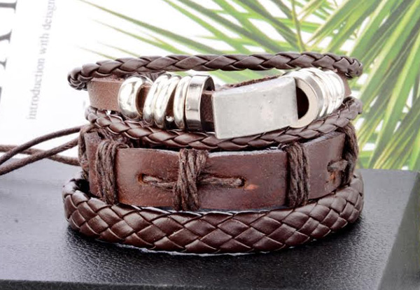 Six-Piece Leather Bracelet Set - Two Colours Available