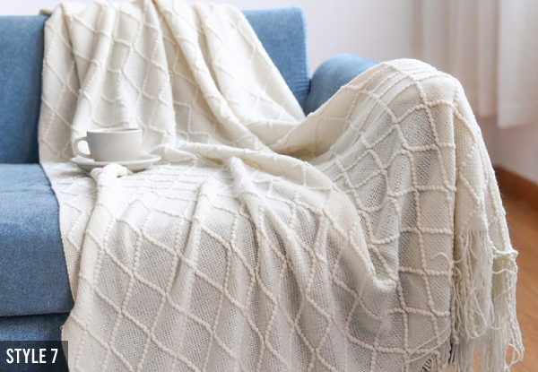 Warm Cozy Knitted Throw Blanket Cream 130cm X 200cm - Available in Seven Styles