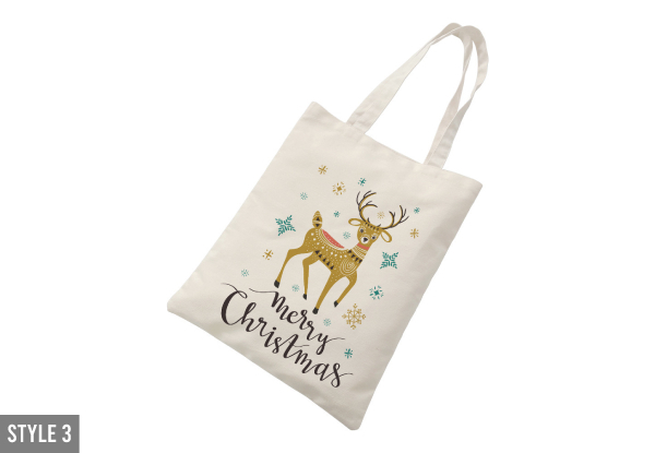 Reusable Christmas Canvas Bag - Available in Seven Styles & Options for Two-Pack
