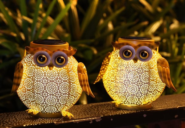 Two-Pack Solar Owl Pattern Garden Light