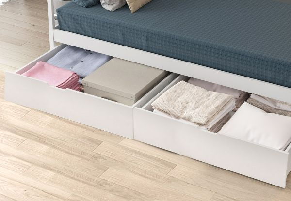 Two-Piece Levede Bed Frame Storage Drawers - Two Colours Available