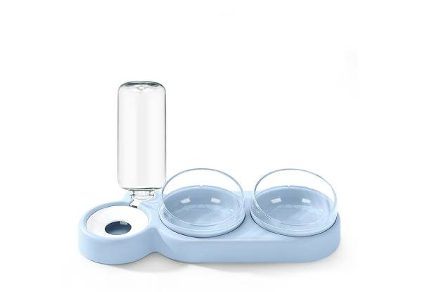 Pet Double Bowl Food & Water Feeder - Five Colours Available