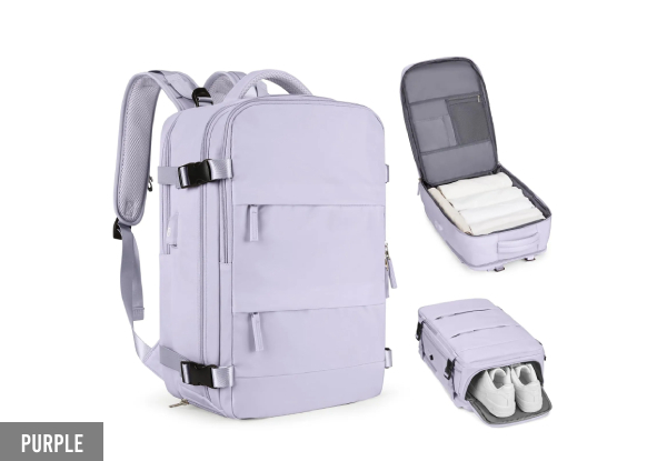 Travel Backpack with Shoe Compartment - Eight Colours Available