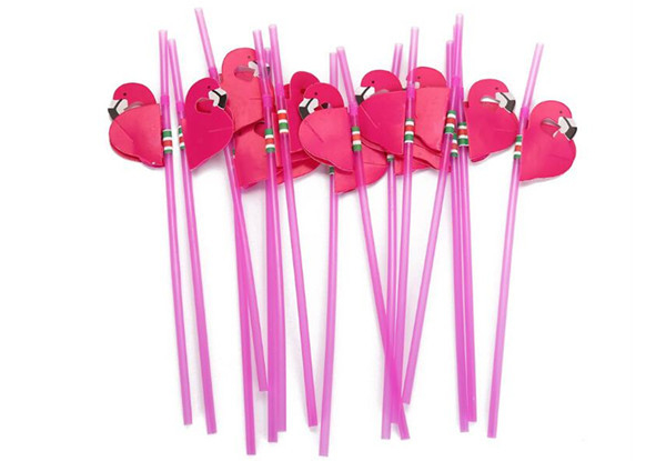 100-Pack of Flamingo Drinking Straws