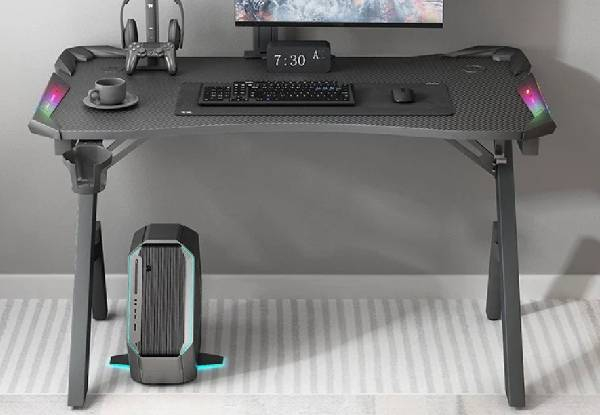 Gaming K-Shaped Desk with LED Light