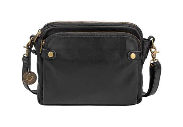 Three-Layer PU Leather Crossbody Bag with Card Holder - Four Colours Available