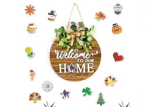 Interchangeable Front Door Welcome Sign Decor