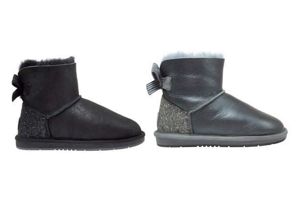 Auzland Women's 'Selena' Nappa Mini Ribbon UGG Boots - Two Colours Available