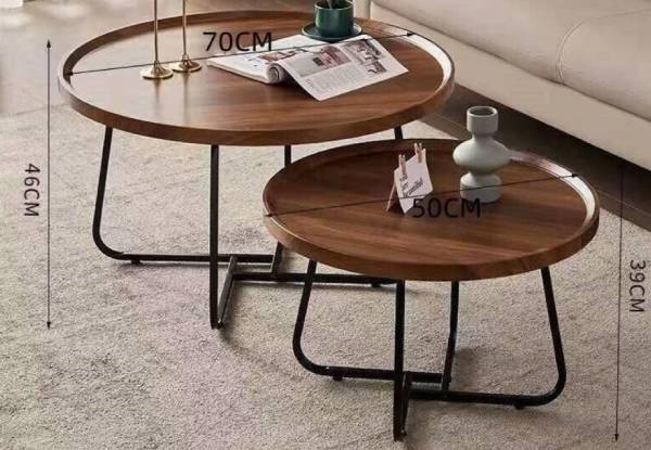 Industrial Two-Piece Round Nesting Table Set