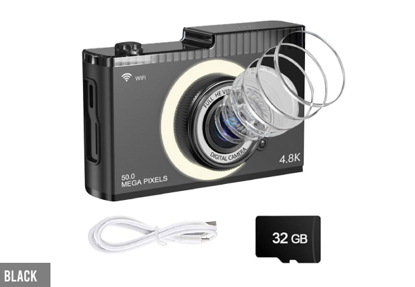 4K Digital Camera with 32GB Memory Card - Three Colours Available