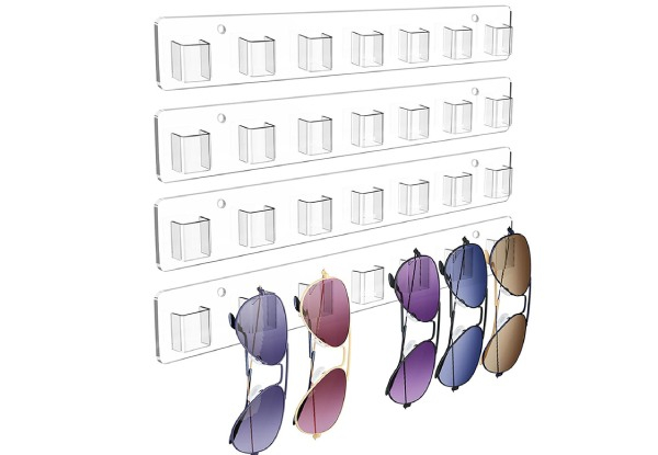 Acrylic Wall Mount Sunglasses Rack - Option for Two-Piece