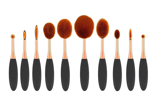 Ten Piece Soft Oval Makeup Brush Set