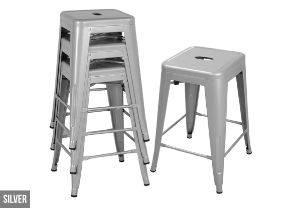 Set of Four Short Metal Bar Stools - Three Colours Available