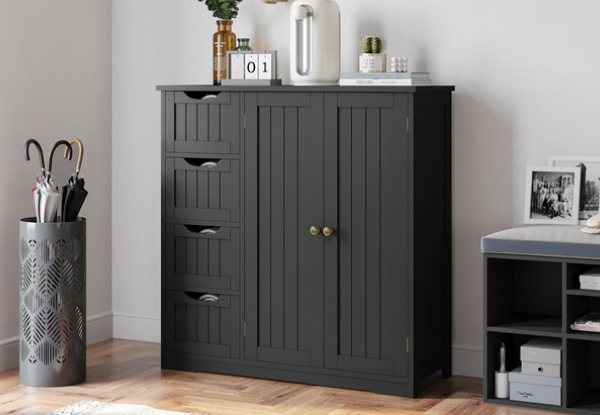 Four-Drawer Bathroom Floor Cabinet - Two Colours Available