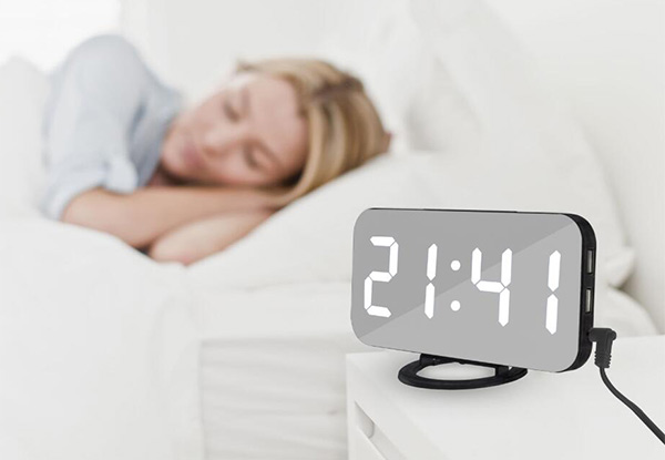 LED Digital Alarm Clock with Mirror Surface