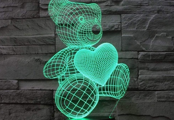 3D Seven-Colour Changing Acrylic Teddy Bear Night Lamp