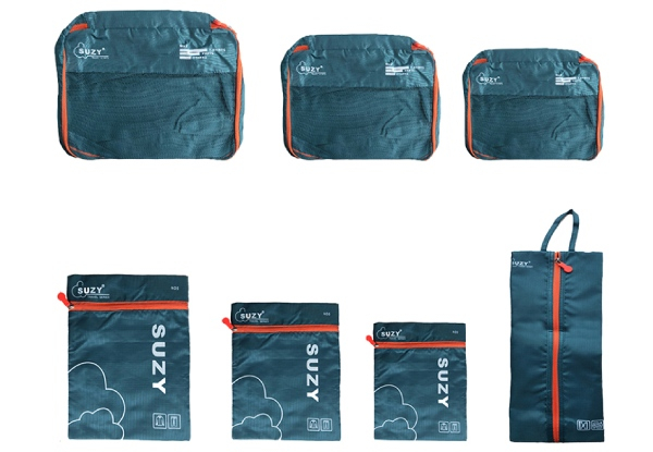 Seven-Piece Water-Resistant Travel Storage Bag - Available in Three Colours & Two Options