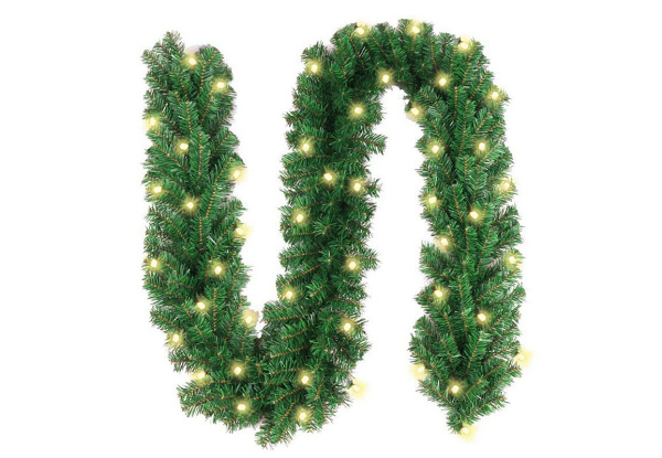 2.7m Christmas Lighted Pine Garland Decoration