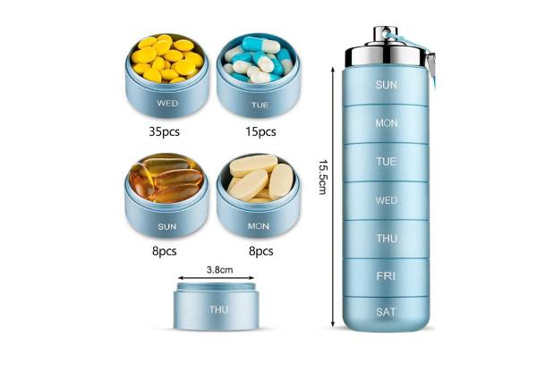 7 Day Weekly Pill Organizer by mbarc - Premium Stylish Aluminum