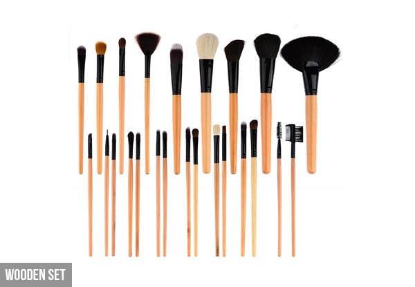24-Piece Make-Up Brush Set - Black, Gold or Wooden Available