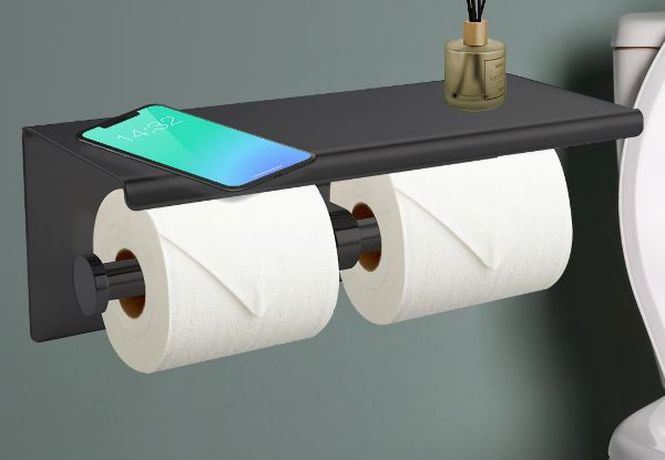 Bathroom Double Roll Paper Holder - Two Colours Available