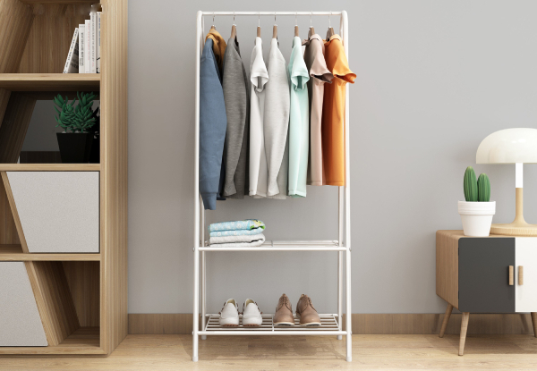 Entryway Clothes Rack with Two-Tier Metal Shelf - Option for Two