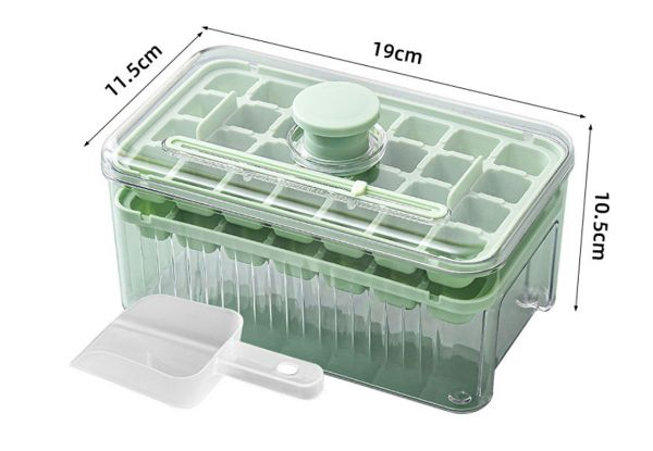 56-Grid Ice Cube Tray with Lid & Bin - Available in Two Colours & Option for Two-Pack