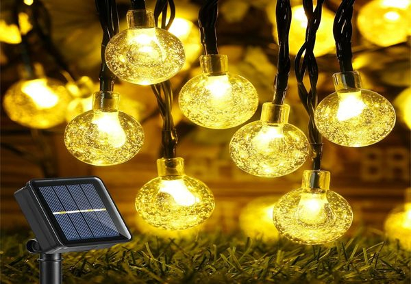 10/30 LED Solar Powered Crystal Globe Balls Fairy String Lights - Available in Two Colours & Two Options