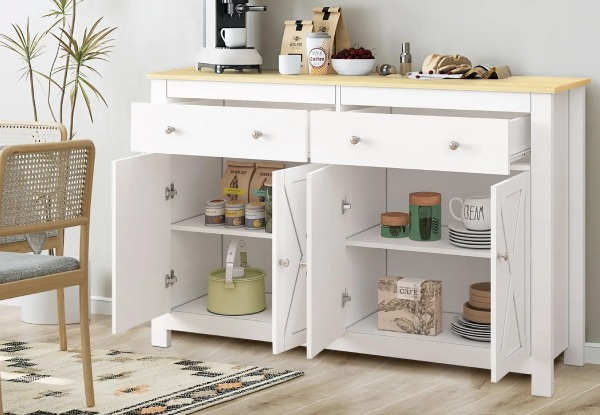 Two-Drawer Sideboard Buffet Cabinet with Four-Doors