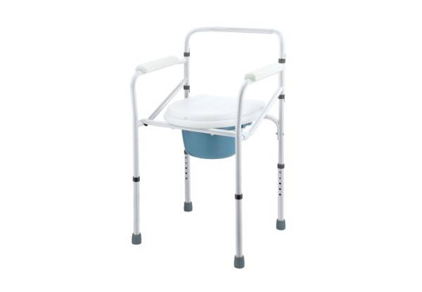 Three-in-One Commode Height Adjustable Shower Chair with Arms
