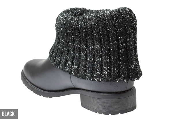 Women’s Designer Pull-Up Fleece Ankle Boot  with Low Block Heel - Two Colours Available