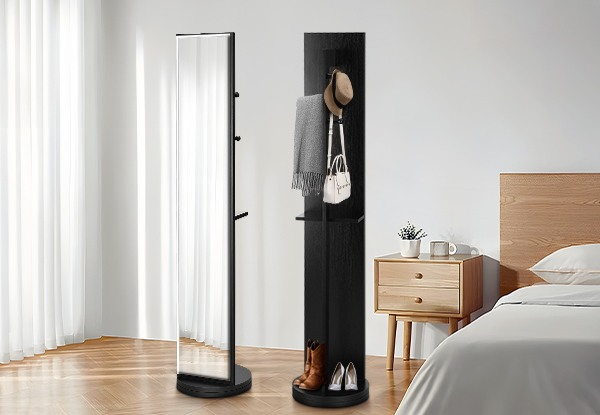 Rotatable Full Length Floor Mirror with Storage