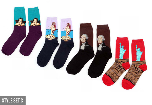 Four-Pack of Famous Icon Crew Socks - Three Styles Available with Free Delivery