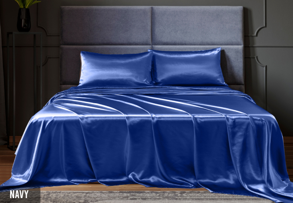 Four-Piece Royal Comfort Satin Sheet Set - Available in Six Colours & Two Sizes